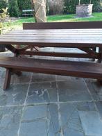 Terrastafel en 2 losse banken, geolied, houtsoort merbau, Ophalen, Gebruikt, Hout