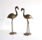 Twee vintage messing flamingo beeldjes, Antiek en Kunst, Ophalen of Verzenden