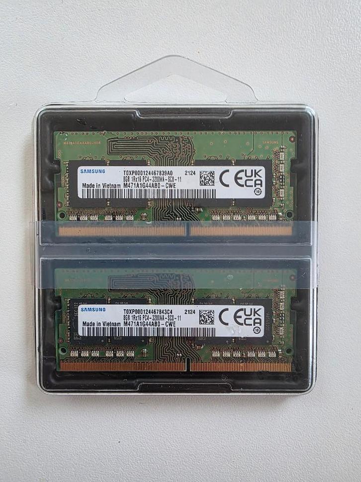 2 x 8GB RAM Samsung DDR4 3200 MHz – PC4-3200AA, Computers en Software, RAM geheugen, Gebruikt, Laptop, 16 GB, DDR4, Ophalen of Verzenden