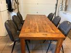 Houten eettafel met 6 stoelen, Huis en Inrichting, Tafels | Eettafels, Ophalen, 200 cm of meer, 50 tot 100 cm, Zo goed als nieuw