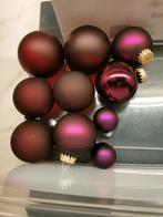 10 kerstballen in glas donker bordeaux, Nieuw, Ophalen of Verzenden