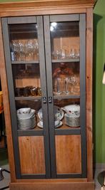 Vitrine en bois massif, Avec porte(s), Comme neuf, 100 à 150 cm, Classique industriel