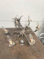 Sierlijke 6-armige luster – verzilverd / zilverkleur +- 60cm, Antiek en Kunst, Ophalen