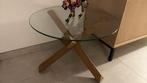 Salon tafeltje in glas met houten frame, 55 à 75 cm, Rond, Comme neuf, Verre