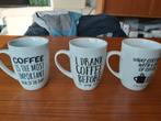 3 koffietassen. Met leuke spreuken, Ophalen of Verzenden