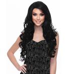 Pruik lang zwart haar met krullen model Boston kleur 1b, Handtassen en Accessoires, Uiterlijk | Haarverzorging, Verzenden, Nieuw