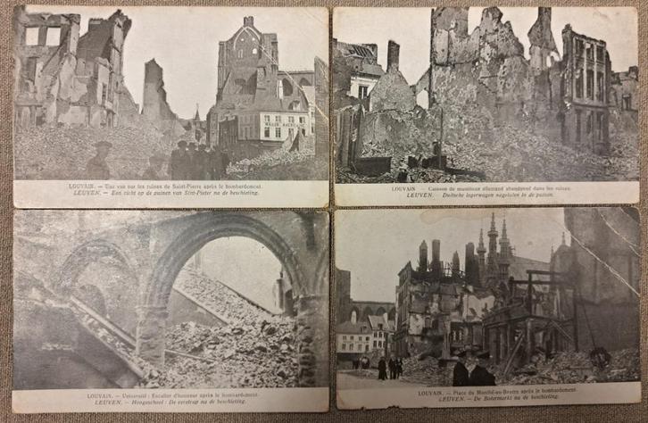 Leuven, Louvain, bombardementen 14-18, Verzamelen, Postkaarten | België, Ongelopen, Vlaams-Brabant, Voor 1920, Ophalen of Verzenden