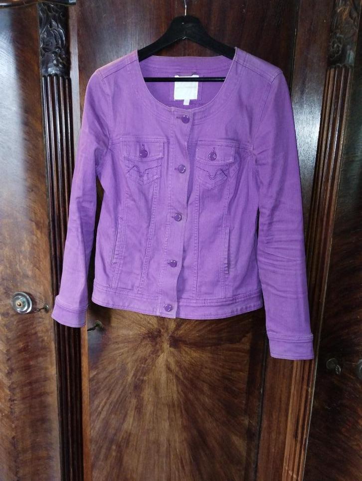 Jeansvestje maat 38, Kleding | Dames, Jassen | Zomer, Gedragen, Maat 38/40 (M), Paars, Ophalen of Verzenden