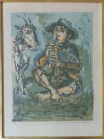 WALTER SPITZER / FLUITSPELER / KLEURLITHO / 65x48cm / KADER, Antiek en Kunst, Kunst | Litho's en Zeefdrukken, Ophalen of Verzenden