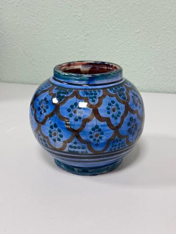 Handgemaakte Marokkaanse Safi vaas vintage handgeschilderd beschikbaar voor biedingen