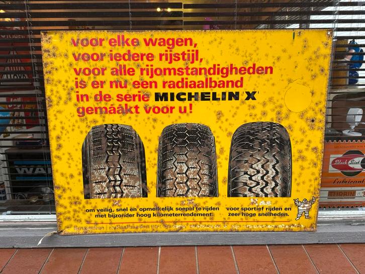 Vintage MICHELIN oud reclamebord, Verzamelen, Merken en Reclamevoorwerpen, Gebruikt, Reclamebord, Ophalen
