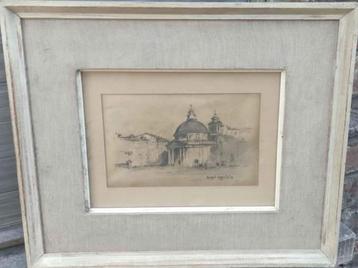 dessin vue de Rome signe Henri logelain