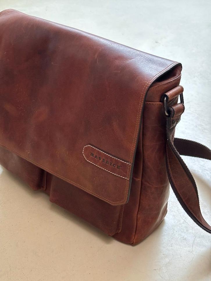 Maverick lederen laptoptas (nieuw), Computers en Software, Laptoptassen, Nieuw, Schoudertas, Ophalen