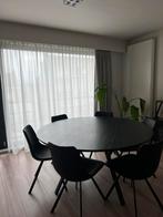 Set Juntoo zwarte eik Eettafel + 6 zwarte lederlook stoelen, Huis en Inrichting, Tafels | Eettafels, Ophalen, Zo goed als nieuw