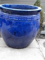 22 pots provencaux bleus poterie émaillée, Comme neuf, Balcon, 25 à 40 cm, Rond