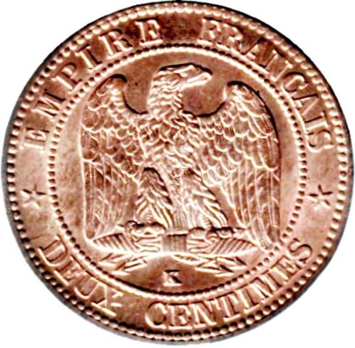 Frankrijk 2 cent Keizer Napoleon III 1862, Postzegels en Munten, Munten | Europa | Niet-Euromunten, Losse munt, Frankrijk, Ophalen of Verzenden