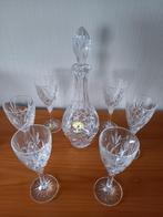 Boheemse kristallen vaas (handgemaakt) +6 glazen, Maison & Meubles, Comme neuf, Enlèvement