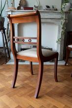 3 notenhouten stoelen + topbekleding, Huis en Inrichting, Stoelen, Ophalen, Hout, Vintage, Zo goed als nieuw