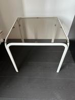 Bijzet tafeltje 47cm x 47cm wit, Huis en Inrichting, Tafels | Salontafels, Ophalen, Zo goed als nieuw, Vierkant, Glas