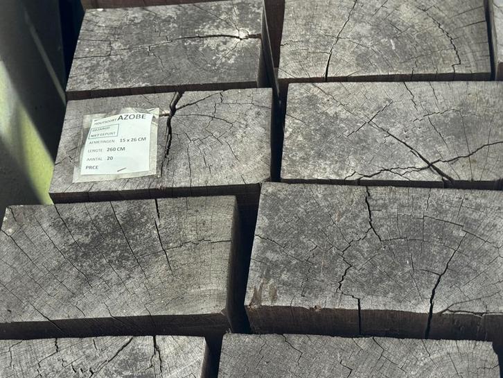 Azobe tuinbiels, Tuin en Terras, Palen, Balken en Planken, Nieuw, Balken, 250 cm of meer, Hardhout, Ophalen