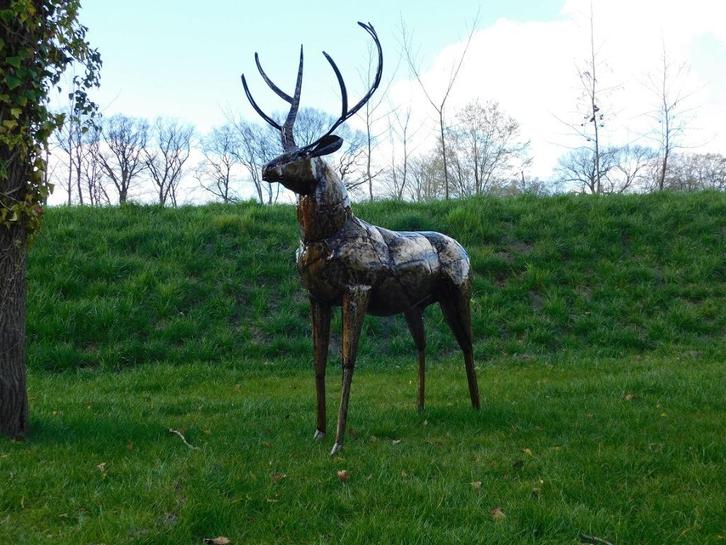Hert ''Fara'' XXL - 195 cm - Handgemaakt & Uniek, Tuin en Terras, Tuinbeelden, Metaal, Ophalen of Verzenden
