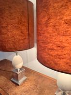 Pair of Travertine Ostrich egg table lamps, Antiek en Kunst, Ophalen