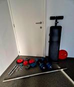 Setje gewichten + bankje, Sport en Fitness, Fitnessmaterialen, Ophalen, Zo goed als nieuw
