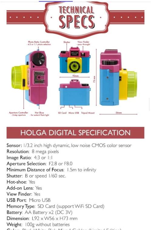 Holga digital limited edition camera nieuwstaat met doos, TV, Hi-fi & Vidéo, Appareils photo analogiques, Comme neuf, Compact