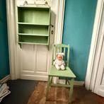 Vintage kinderset - groene stoel en plank, Huis en Inrichting, Ophalen, Gebruikt