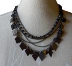 (5) - collier fantaisie noir, Handtassen en Accessoires, Kettingen, Kunststof, Verstelbaar, Zwart, Ophalen of Verzenden
