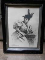 Mooie belle epoque foto in kader met glas - 67 x 53 cm, Ophalen, Gebruikt
