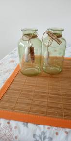 vase pot en verre vert clair, Maison & Meubles, Vert, Utilisé, Moins de 50 cm, Enlèvement ou Envoi