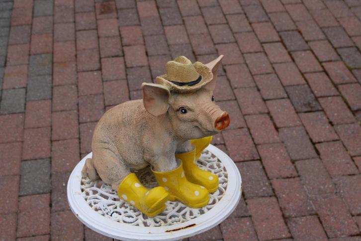 Varken met laarzen en hoed..., Tuin en Terras, Tuinbeelden, Nieuw, Dierenbeeld, Kunststof, Ophalen