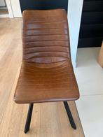 Eetkamerstoel, bruin kunstleer, zw met. onderstel / 9x, Huis en Inrichting, Stoelen, Ophalen, Bruin, Zo goed als nieuw, Leer