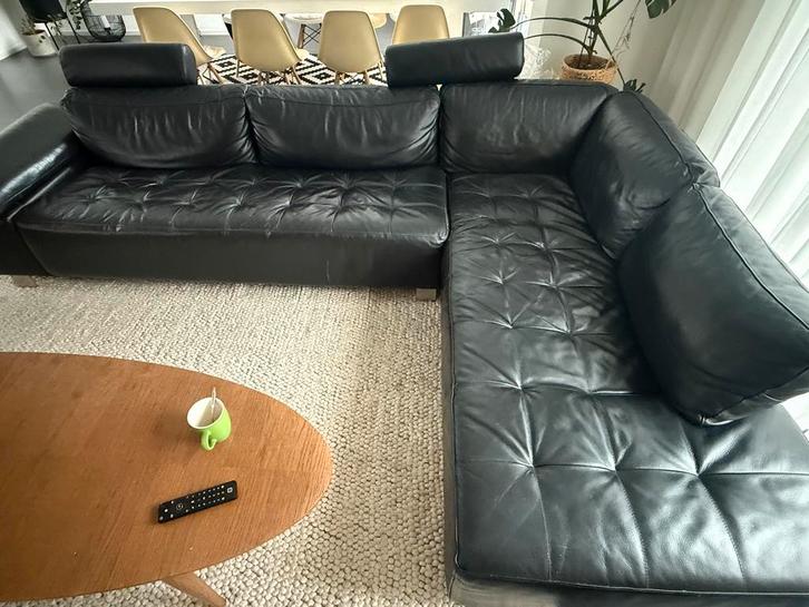 Leren hoeksalon, Huis en Inrichting, Zetels | Complete zithoeken, Gebruikt, Leer, Ophalen