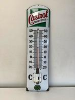 Castrol oude emaille reclame thermometer, Verzamelen, Ophalen of Verzenden, Gebruikt, Reclamebord