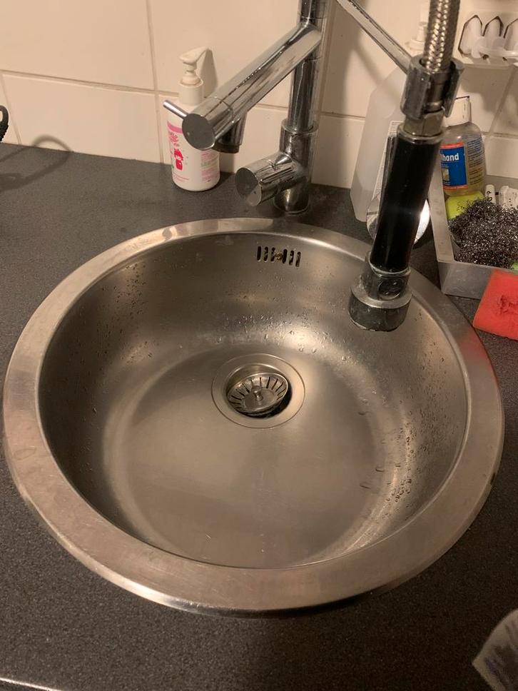 Ronde, inox wasbak., Doe-het-zelf en Bouw, Sanitair, Gebruikt, Inox, Ophalen of Verzenden