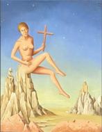 huile sur panneau le roche sacree signe carl prevot, Ophalen of Verzenden