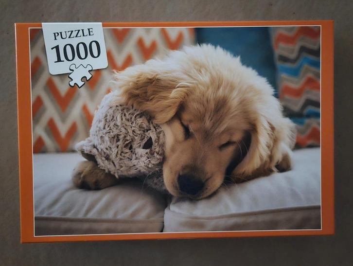 Puzzel 1000 1.000st.“Sweet puppy dog”, Hobby en Vrije tijd, Denksport en Puzzels, Zo goed als nieuw, Legpuzzel, 500 t/m 1500 stukjes