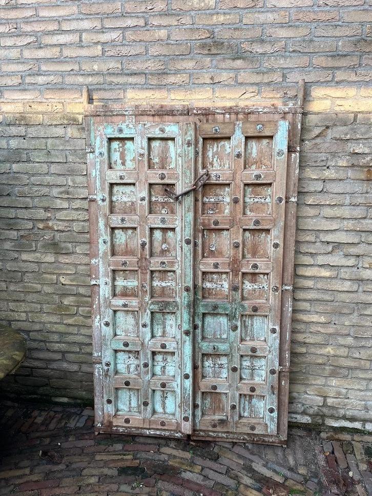 2 portes/portails anciens de l'Inde Old Green, Antiquités & Art, Antiquités | Accessoires de maison, Enlèvement ou Envoi
