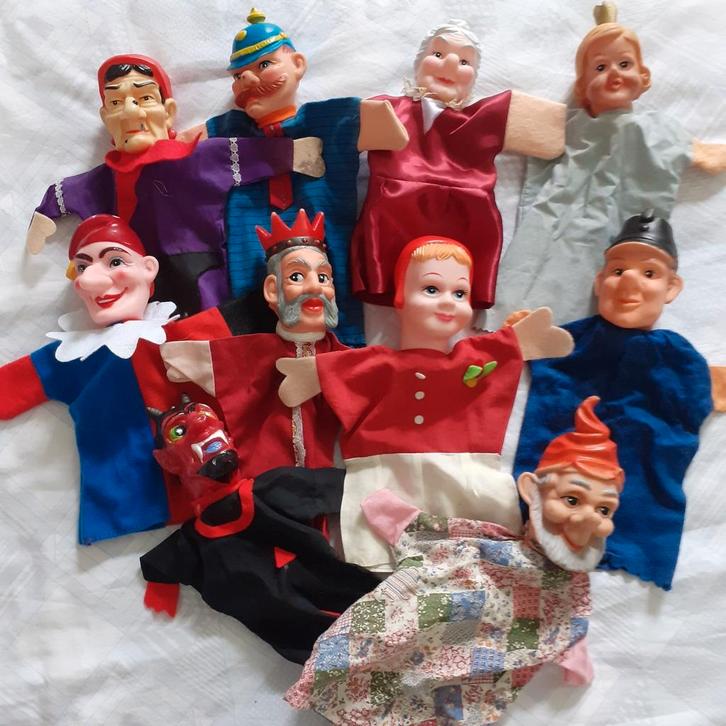 Retro handpoppen poppenkastpoppen ( C ), Verzamelen, Poppen, Ophalen of Verzenden