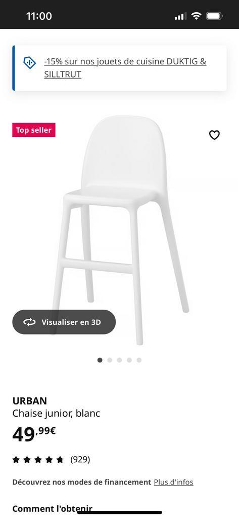 Chaise enfant ikea, Huis en Inrichting, Stoelen, Zo goed als nieuw, Eén, Kunststof, Wit, Ophalen