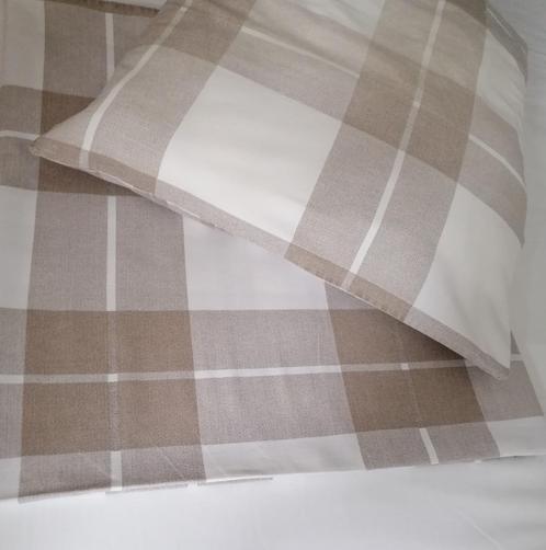 Beige en wit ruiten 1-persoons dekbedovertrek + sloop., Huis en Inrichting, Slaapkamer | Beddengoed, Zo goed als nieuw, Dekbedovertrek