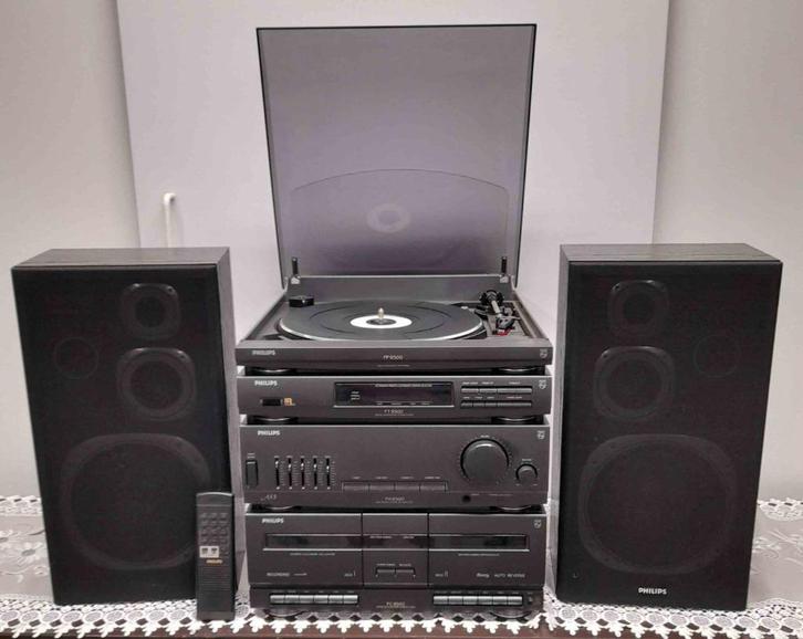 Stereo set met luidsprekers Philis als nieuw te beluisteren, Audio, Tv en Foto, Stereoketens, Zo goed als nieuw, Cassettedeck