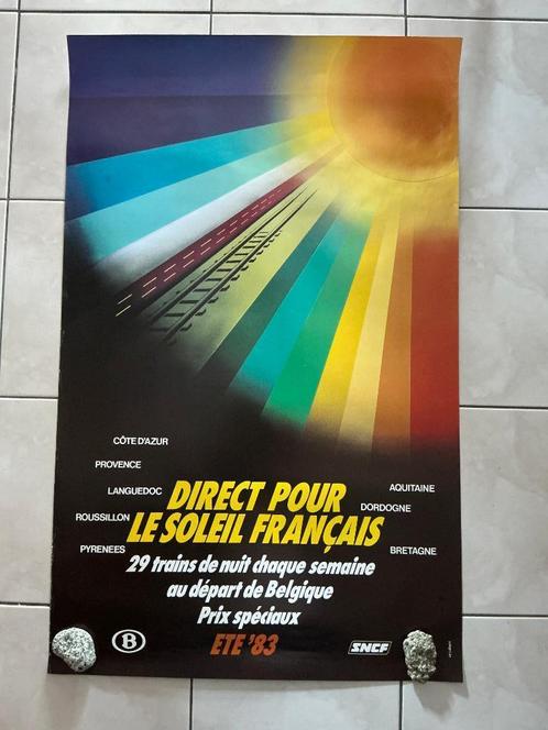 Set van 4 originele posters NMBS-treinen uit de jaren 80, Verzamelen, Posters, Gebruikt, Reclame, Deurposter of groter, Rechthoekig Staand
