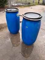 Blauwe vaten diameter 40 cm hoogte 95cm, Tuin en Terras, Regentonnen, Ophalen, Gebruikt, Kunststof