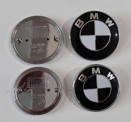 Set van 2 BMW zwart/witte logo's — 82 mm motorkap en 73 mm k, Auto diversen, Overige Auto diversen, Ophalen of Verzenden