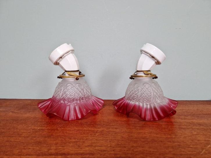 Paire d'appliques murale en porcelaine, années 1920-30, Antiquités & Art, Antiquités | Éclairage, Enlèvement ou Envoi