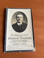 F. Goethals- Ruddervoorde 1849 + 1922-Oud gemeenteraadslid, Rouwkaart, Verzenden