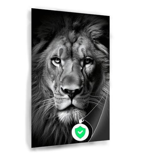 Lion noir et blanc Poster 80x120cm mat., Maison & Meubles, Accessoires pour la Maison | Peintures, Dessins & Photos, Neuf, Photo ou Poster